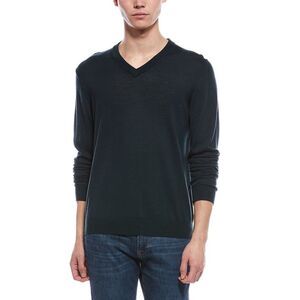 Bruno Magli Mens Wool V-Neck Sweater, Green